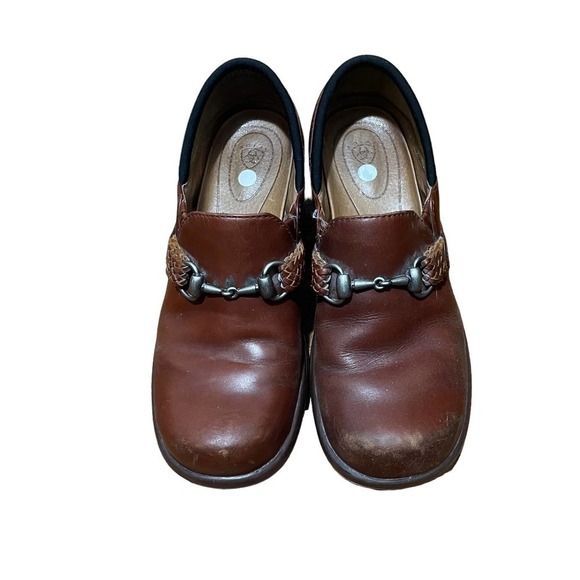 ARIAT 100% Leather Del Mar Slip On Clogs w/Horse Bit Detail - Picture 3 of 9